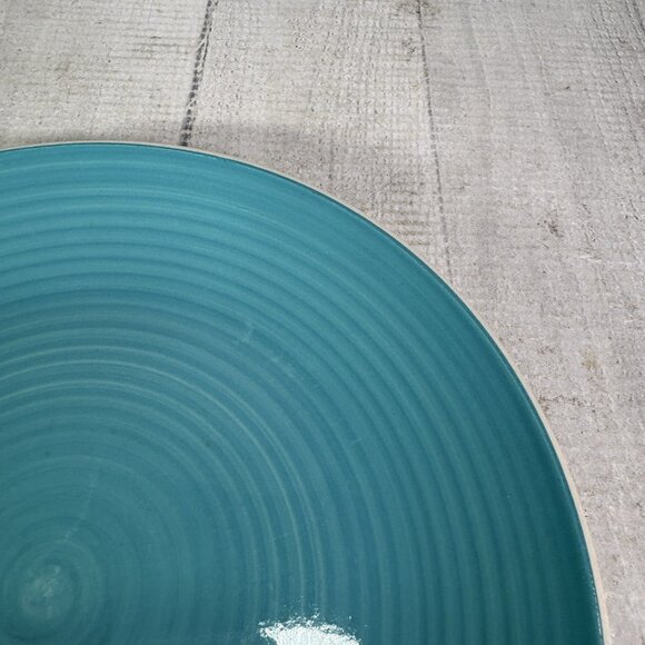 Dover & York DYO1 CIRCLES Rings Swirl Aqua Stoneware Coupe Salad Plates Set of 3 - Picture 12 of 16